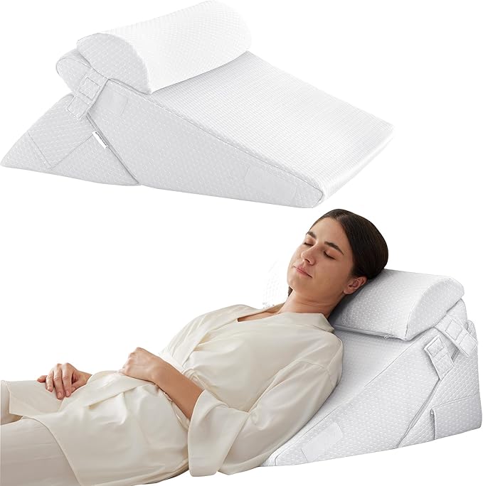 Juego de 3 almohadas ortopédicas de cuña, triangular, plegable, de 9 y 12 pulgadas, para cama, posoperatorio de espalda, piernas y rodillas, dormir, reflujo ácido, ronquidos