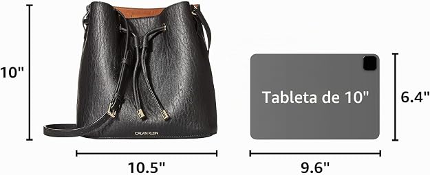Calvin Klein Gabrianna Bolsa al hombro para mujer | Faux Leather, Adjustable Convertible Strap, Drawstring Closure, 2 Slip Pockets, 1 Zip Pocket, Everyday