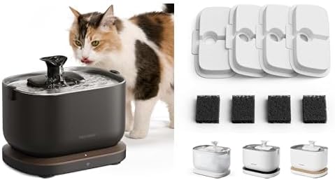 Paquete de fuente de agua PETLIBRO para gatos, bandeja de acero ino...
