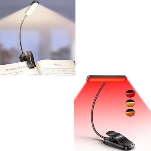 Glocusent Luz de libro con clip con 3 modos de luz roja