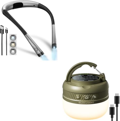 Glocusent Luz de lectura para el cuello con bolsillo para acampar
