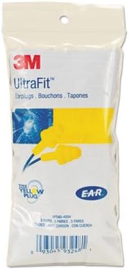 3M E-A-R UltraFit - Tapones para oídos con cordón 340-4004, 100 par...