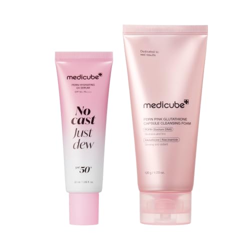 medicube UV Dew &amp; Daily Cleanse Duo: Serum solar PDRN y limpiad...