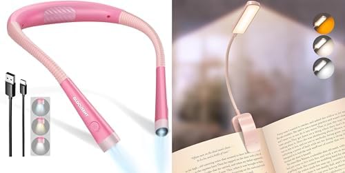 Glocusent Paquete de 2 luces para libros, luz de lectura flexible p...