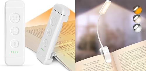 Glocusent Paquete de 2 luces para libros, luz compacta de 5 LED con...
