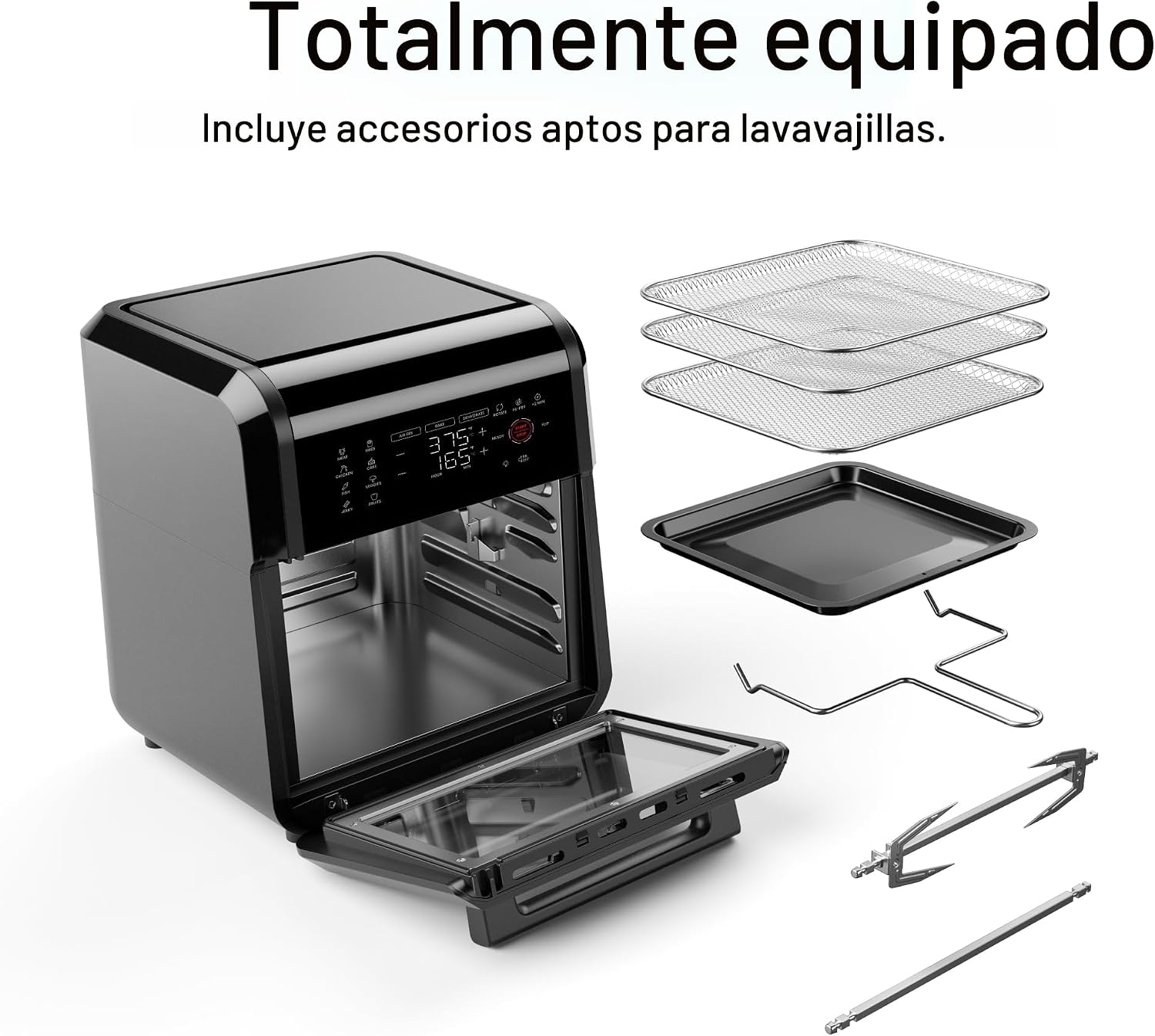Chefman Horno freidora de aire 5 en 1 de 12 cuartos de galón con temporizador digital, pantalla táctil y 12 ajustes preestablecidos, horno de convección de encimera de tamaño familiar