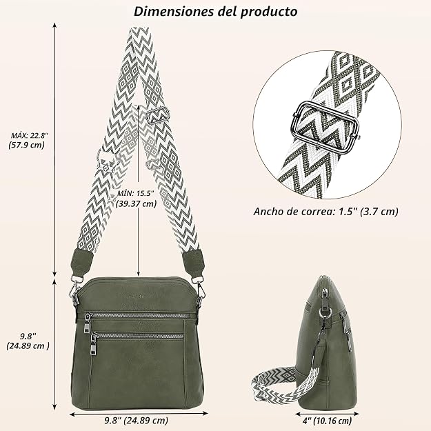 Bolso bandolera TANTOMI para mujer: bolso de mano de piel sintética