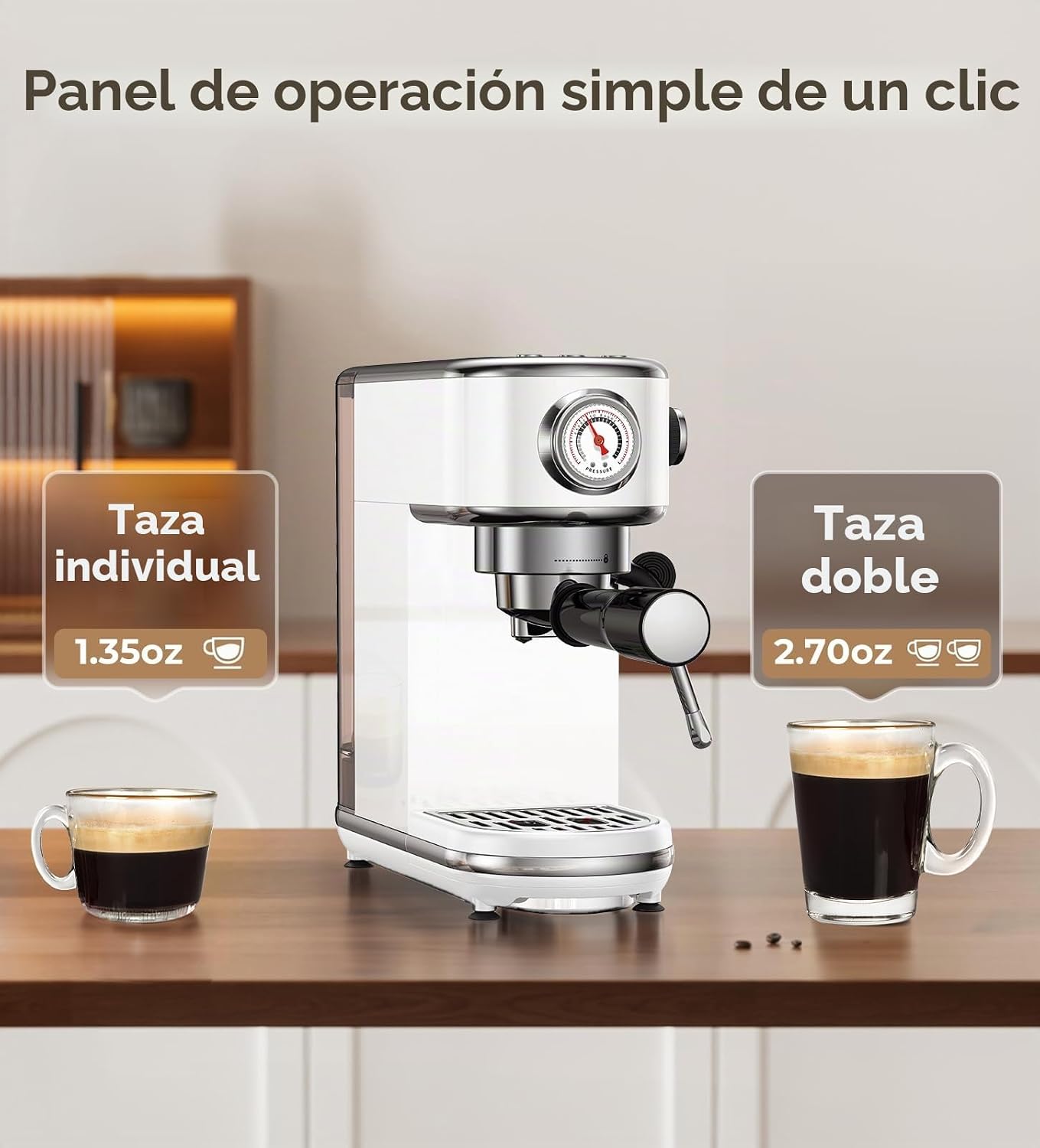 atatix Máquina de Espresso de 20 Bar con Espumador de Leche, Cafetera de Espresso Compacta, Máquina de Café de Acero Inoxidable con Control Preciso de Temperatura y Tanque de Agua Extraíble de 44 oz