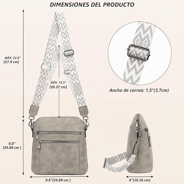 Bolso bandolera TANTOMI para mujer: bolso de mano de piel sintética