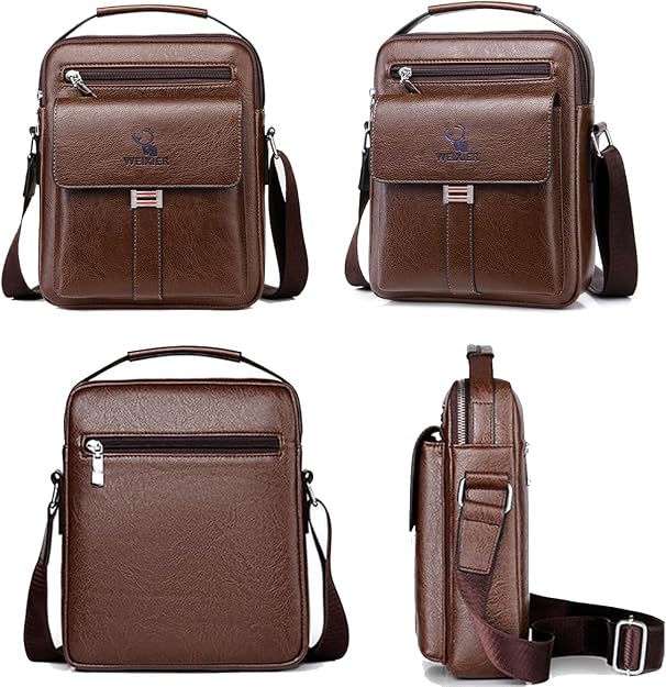 Bolsa de mensajero para hombres, bolso cruzado de hombro, cartera pequeña vintage de cuero PU, cartera maletín, bolsa lateral, bolso de mano cruzado