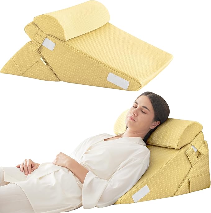 Juego de 3 almohadas ortopédicas de cuña, triangular, plegable, de 9 y 12 pulgadas, para cama, posoperatorio de espalda, piernas y rodillas, dormir, reflujo ácido, ronquidos