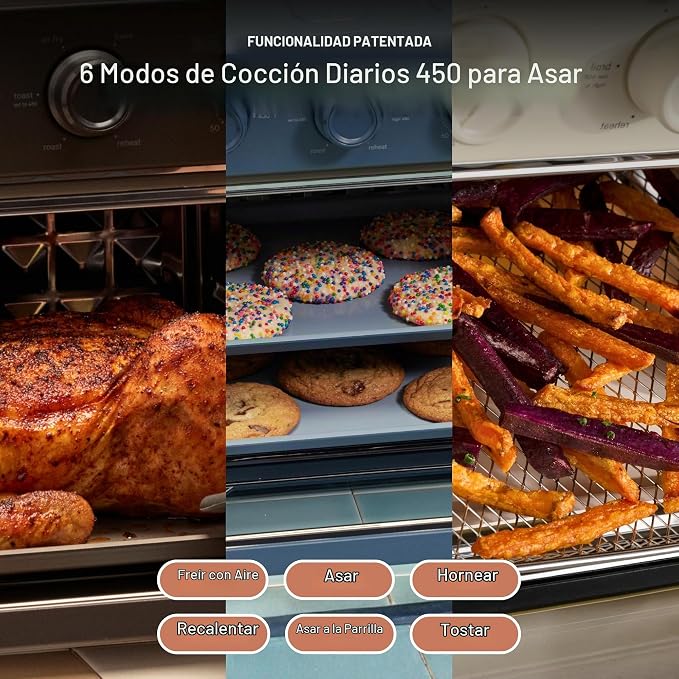 freidora de aire 6 en 1 y horno tostador, 2 estantes, 12.3 Litros