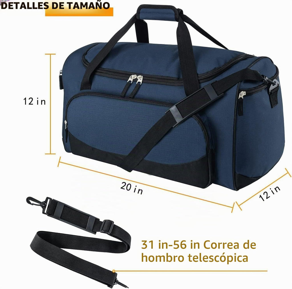Bolsa de gimnasio, 21 pulgadas, grande, para viajes y deportes, Azul marino