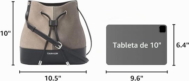 Calvin Klein Gabrianna Bolsa al hombro para mujer | Faux Leather, Adjustable Convertible Strap, Drawstring Closure, 2 Slip Pockets, 1 Zip Pocket, Everyday