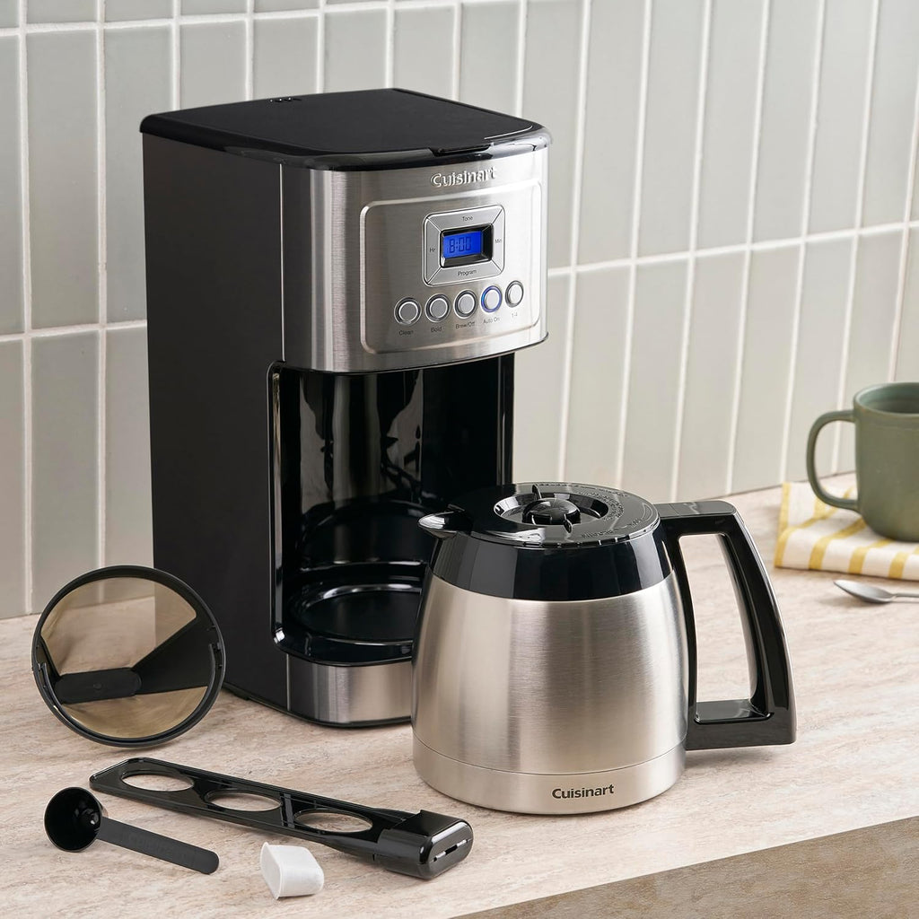 Cuisinart - Cafetera programable de 12 tazas con jarra térmica DCC-3400P1, acero inoxidable