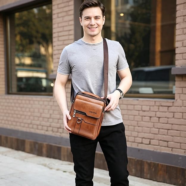 Bolsa de mensajero para hombres, bolso cruzado de hombro, cartera p...