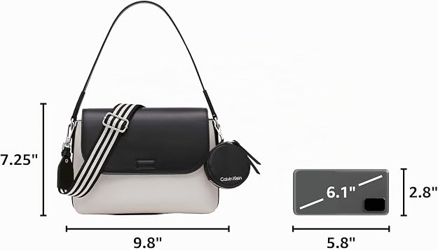 Calvin Klein Bolso de hombro con solapa Millie 2 en 1 para mujer y bandolera