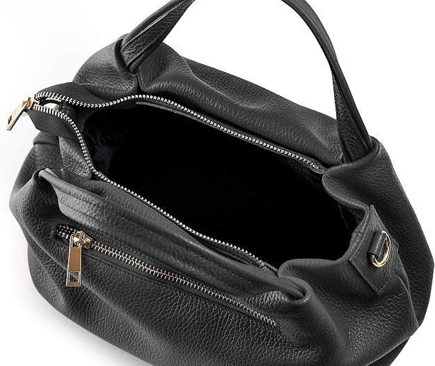 Bandolera Baroncelli de cuero italiano, de piel suave auténtica de tamaño mediano