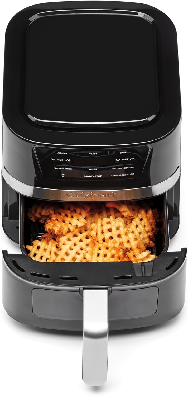 Cuisinart Freidora de Aire, Cesta Compacta de 2.6 Cuartos con 3 Funciones de Cocina para Freír al Aire, Asar y Hornear, 3 Ajustes Preestablecidos de Freidora de Aire, Piezas Aptas para Lavavajillas