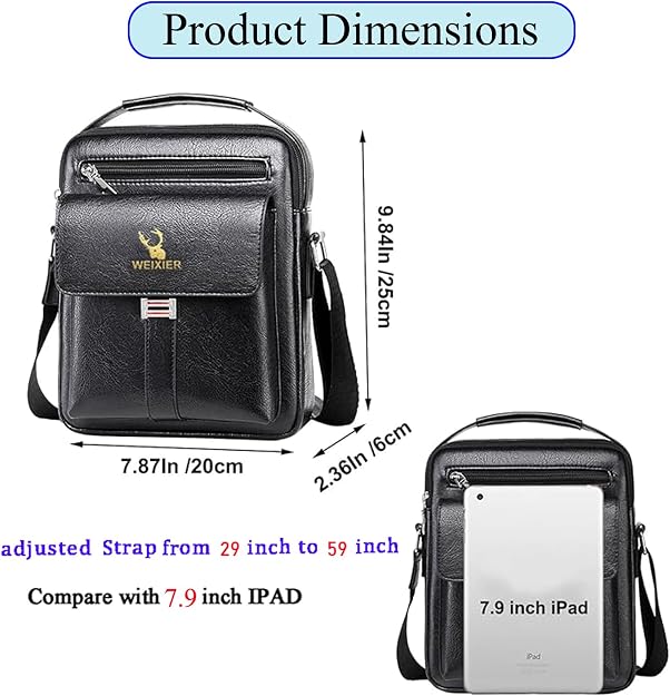 Bolsa de mensajero para hombres, bolso cruzado de hombro, cartera p...