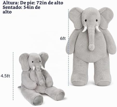 Vermont Teddy Bear Peluche de elefante gigante de 6 pies | USA Bear...