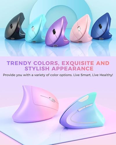 Lekvey Ratón ergonómico inalámbrico negro + ratón ergonómico rosa m...