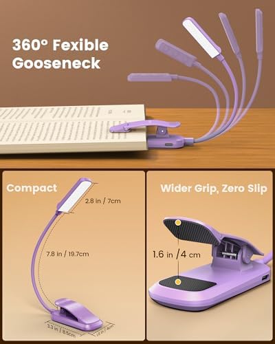 Dúo de luces de lectura Glocusent: luz de cuello flexible con manos...