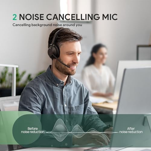 Yealink Auriculares con cable UH35, USB-A, micrófono con cancelació...