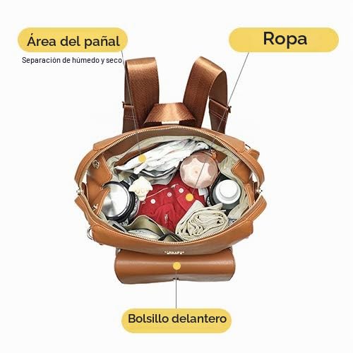 Miss fong - Mochila para pañales de bebé, bolsa de pañales de cuero...