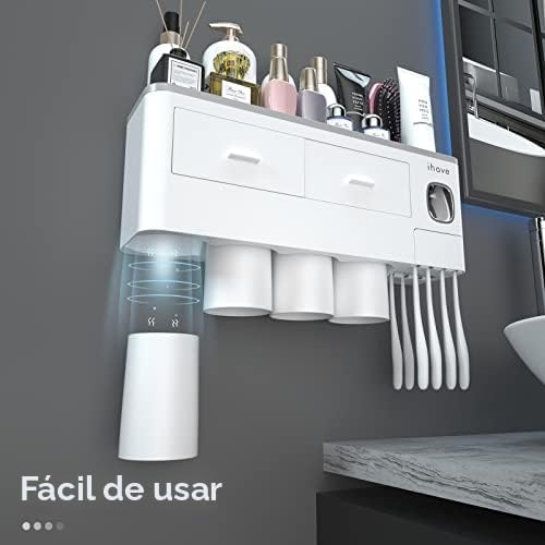 iHave Soportes para cepillos de dientes montados en la pared con |...