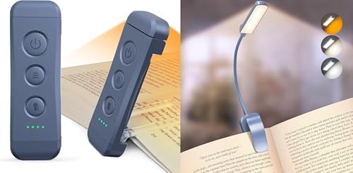 Glocusent Paquete de 2 luces para libros, luz compacta de 5 LED con...