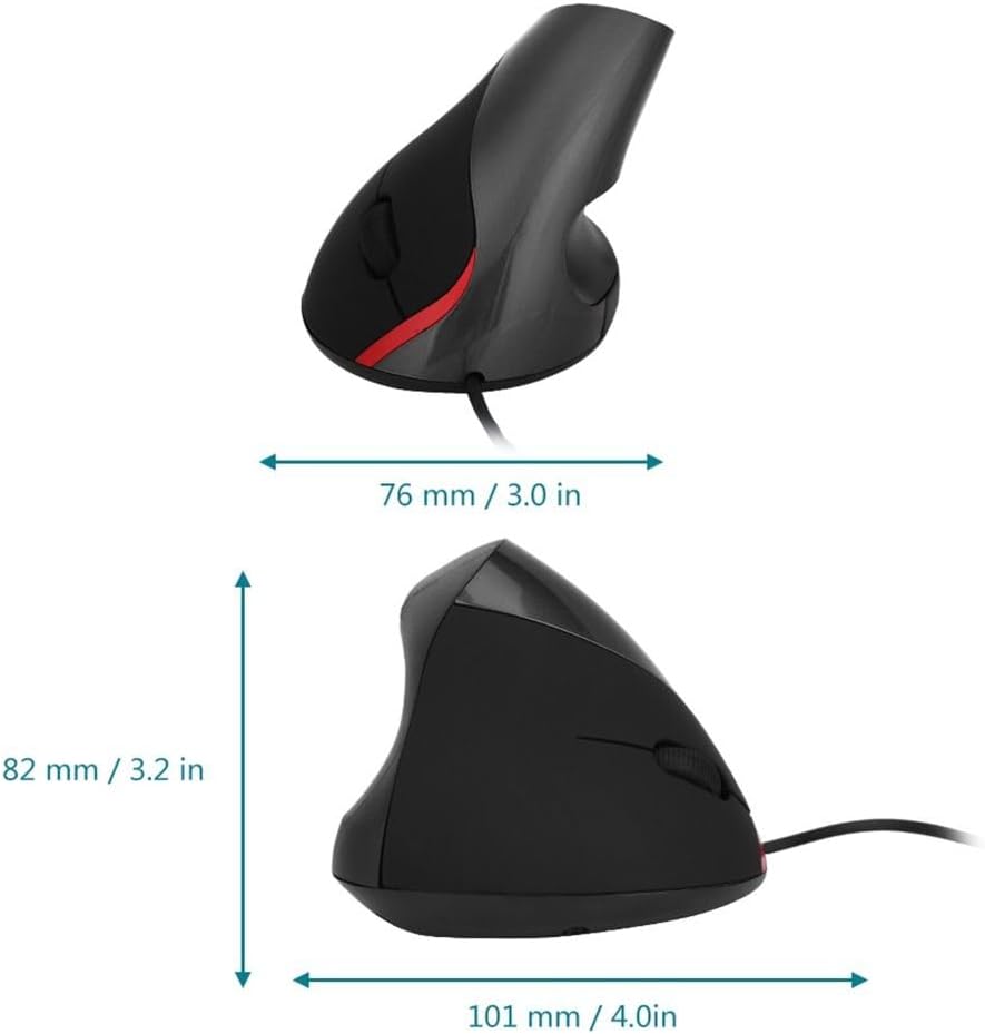 MOPFOL Ratón vertical 1200DPI - Diseño ergonómico con cable USB par...