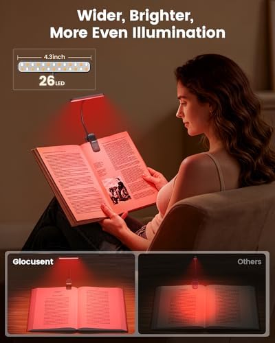 Glocusent Luz de libro recargable USB con 3 modos de luz roja