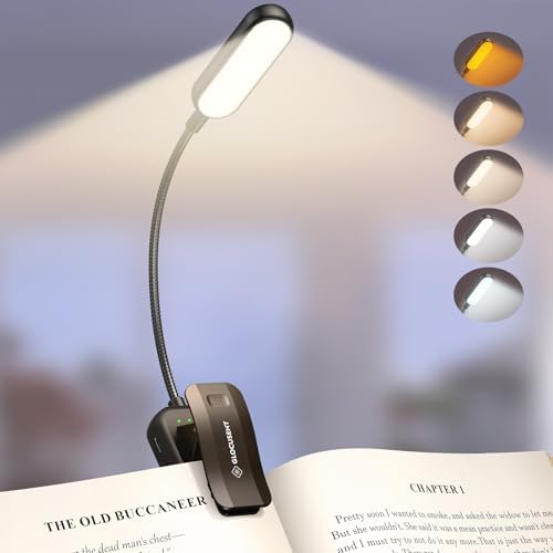 Glocusent Luz de libro con clip con 3 modos de luz roja