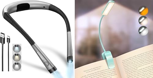 Glocusent Paquete de 2 luces para libros, luz de lectura flexible p...