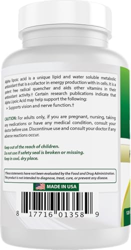 Best Naturals Ácido alfa lipoico 300 mg 120 cápsulas (paquete de 2)