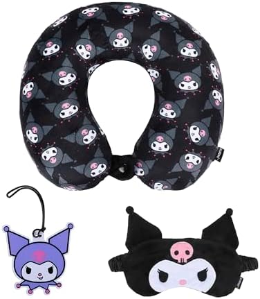 Kuromi - Juego de viaje de 3 piezas con almohada para el cuello, má...