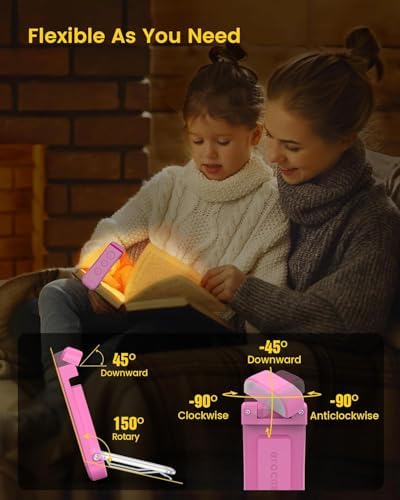 Glocusent Paquete de 2 luces para libros, luz compacta de 5 LED con...