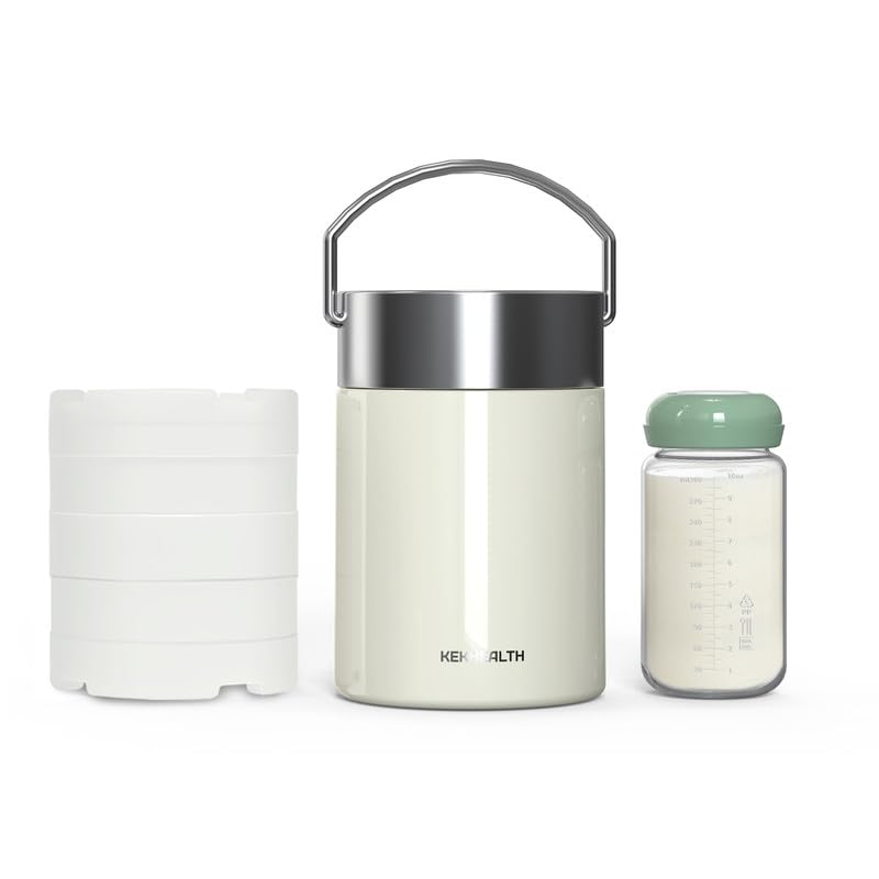 KEKHEALTH Enfriador de leche materna de acero inoxidable de 11 onza...
