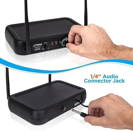 Pyle Channel Sistema de micrófono VHF fijo de doble frecuencia inal...