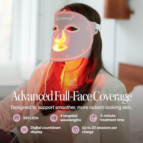 Solawave Máscara facial de terapia de luz y máscara de cuello y pec...