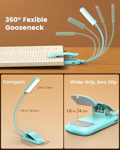 Glocusent Paquete de 2 luces para libros, luz de lectura flexible p...
