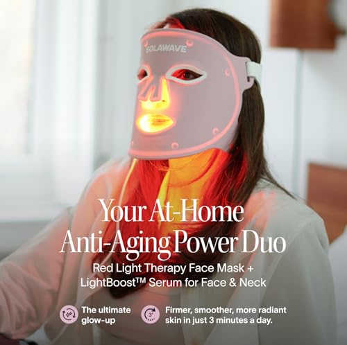 Solawave Máscara facial de terapia de luz roja y kit de suero para...