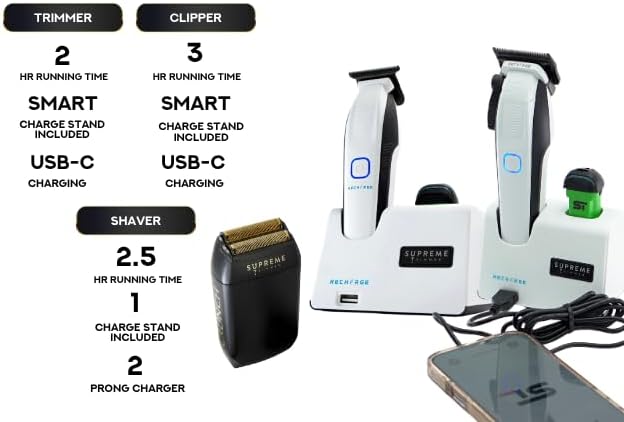 Supreme Trimmer Combo de cortapelos de recarga 3 en 1, recortadora...
