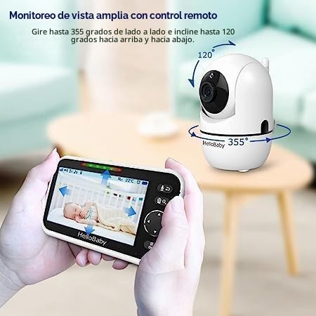 HelloBaby HB6550-2 Monitor para bebés con cámara dual de 5" sin WiF...