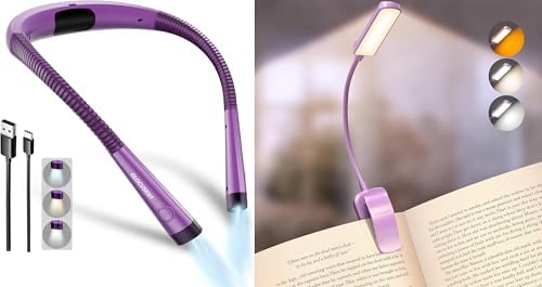 Glocusent Paquete de 2 luces para libros, luz de lectura flexible p...