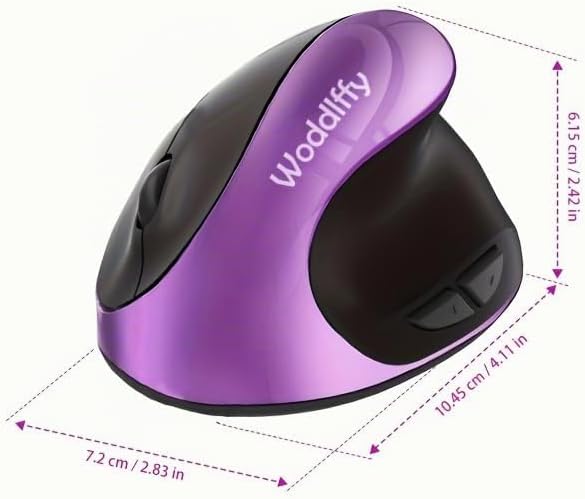 Woddlffy Ratón Ergonómico Inalámbrico, Ratón Vertical Diestro Peque...