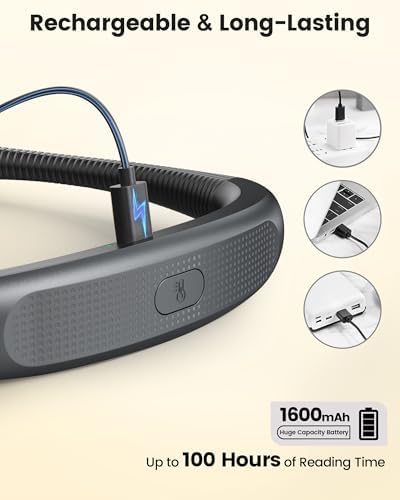 Glocusent Luz de libro recargable por USB, luz de lectura LED portá...