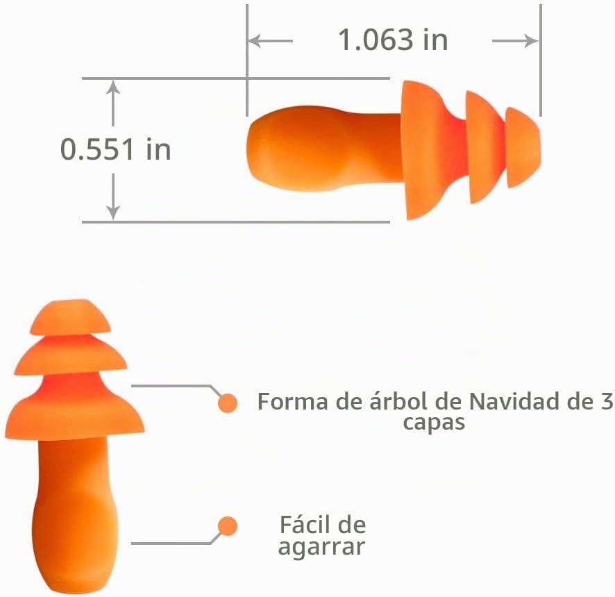50 pares de tapones para los oídos de silicona con cable reutilizab...