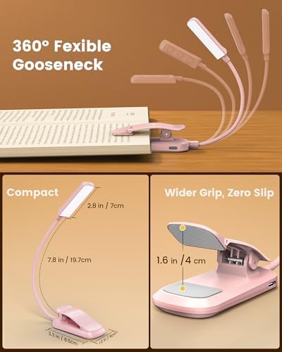 Glocusent Paquete de 2 luces para libros, luz de lectura flexible p...